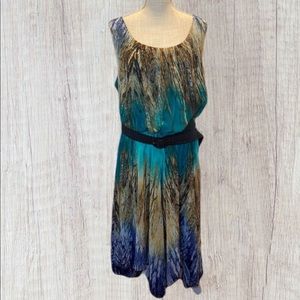 Roz & Ali Womens Multicolor Stretchy Sleeveless A Line Midi Dress. Flattering